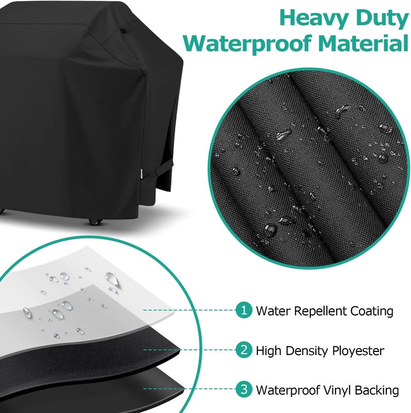 SunPatio Gas Grill Cover 60 Inch, Outdoor Heavy Duty Waterproof Barbecue Gas Cover, UV and Fade Resistant, All Weather Protection Compatible for Weber Charbroil Brinkmann Grills and More, Black - Image 3